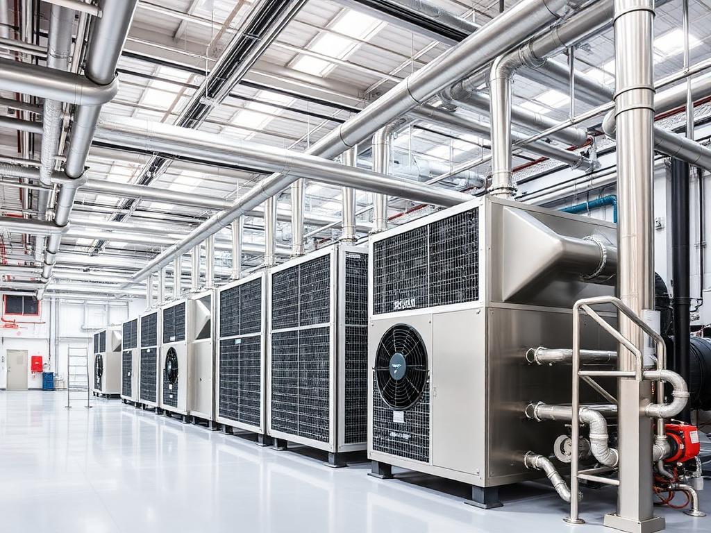Sistema de enfriamiento industrial y chillers en planta manufacturera